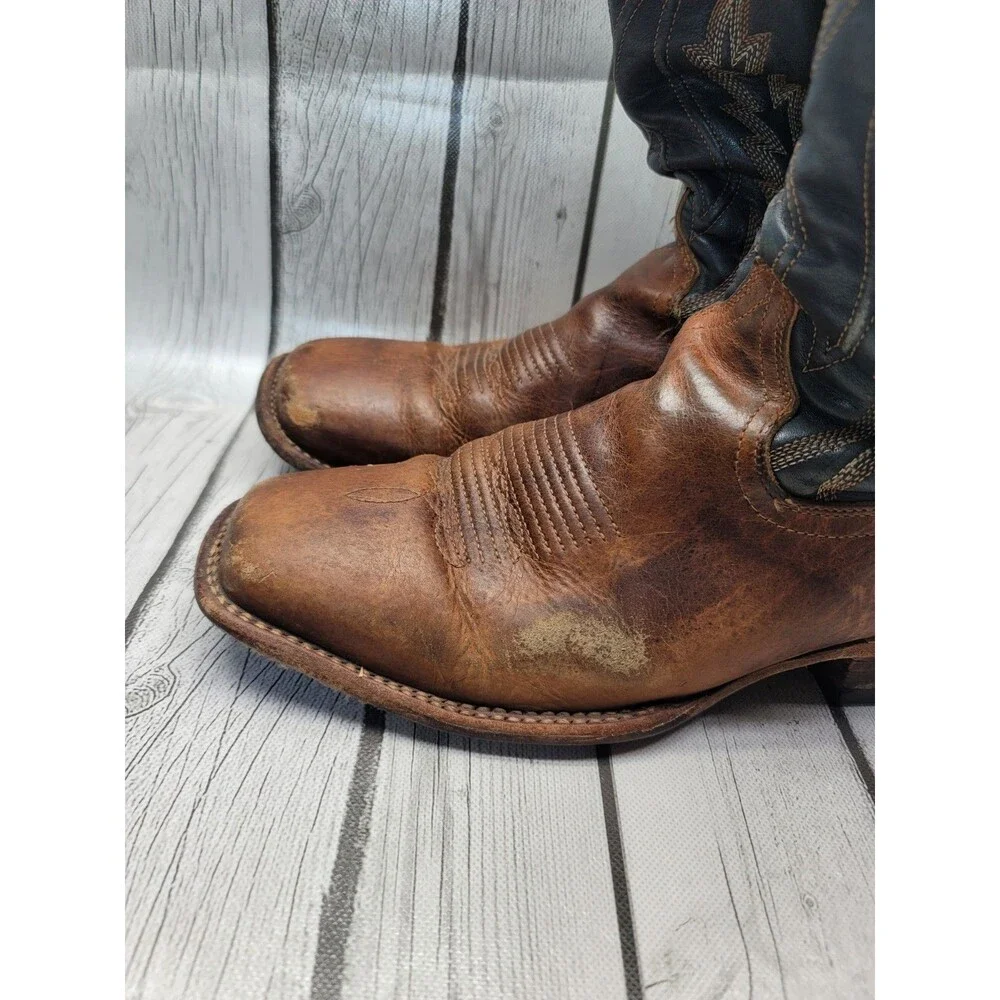 Tecovas The Doc Tan Blue Bison Cowboy Boots Western Men's 10.5 Read Description